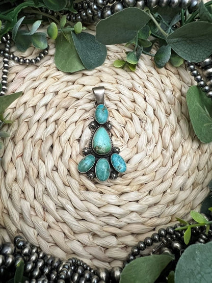 Kathleen Chavez 5 - stone Sonoran Pendant - Sunset Turquoise Mountain