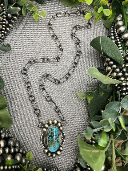 Kingman Turquoise and Bead Bar Necklace - Sunset Turquoise Mountain