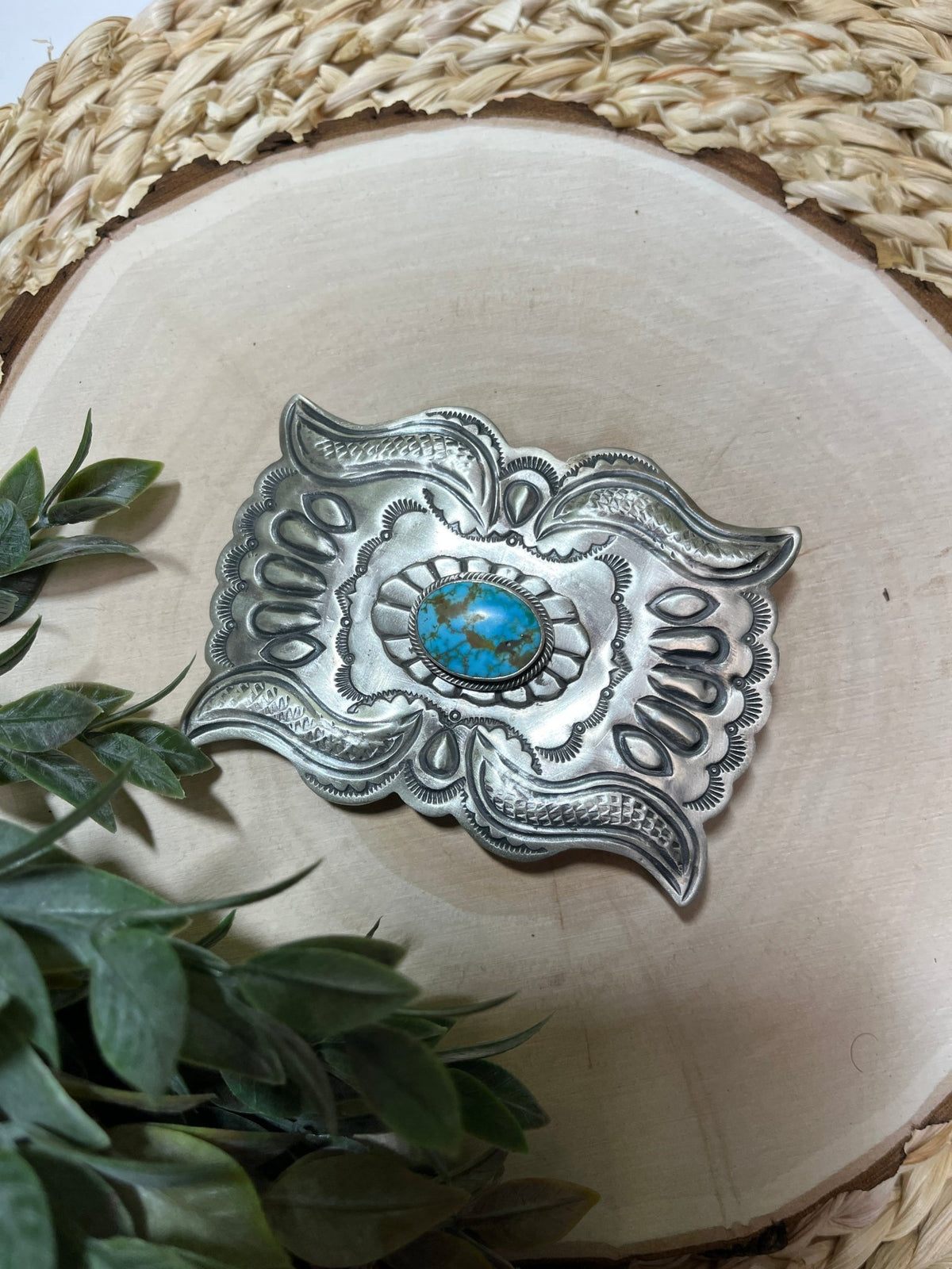 Kingman Turquoise Buckle - Sunset Turquoise Mountain