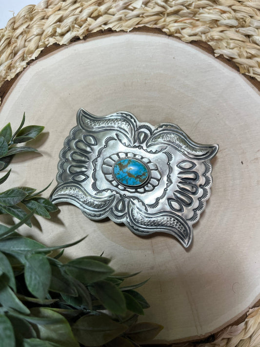 Kingman Turquoise Buckle - Sunset Turquoise Mountain