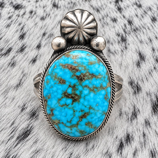 Kingman Turquoise Oval Ring — closeup