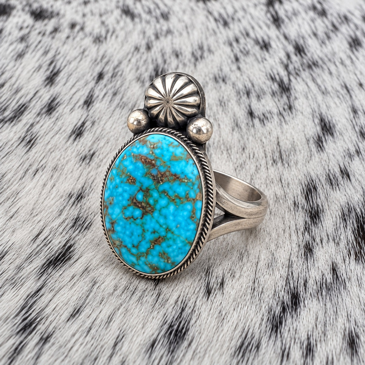 Kingman Turquoise Oval Ring — angle