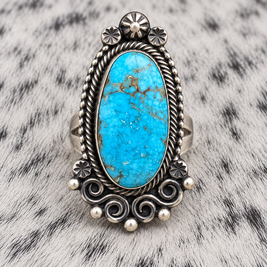 Kingman Turquoise Ring — closeup