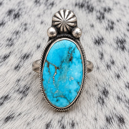 Kingman Turquoise Ring — closeup