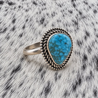 Kingman Turquoise Teardrop Setting Ring — angle