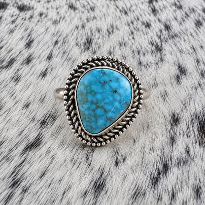 Kingman Turquoise Teardrop Setting Ring — front