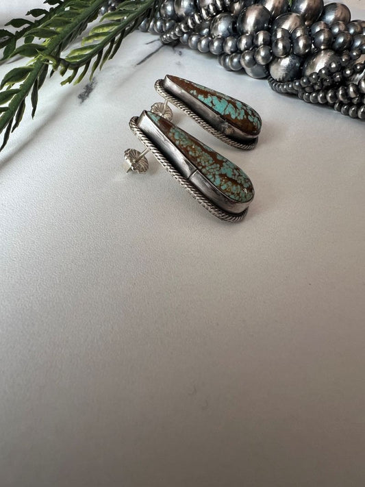 Mine 8 Turquoise Tear drop Post Earrings - Sunset Turquoise Mountain