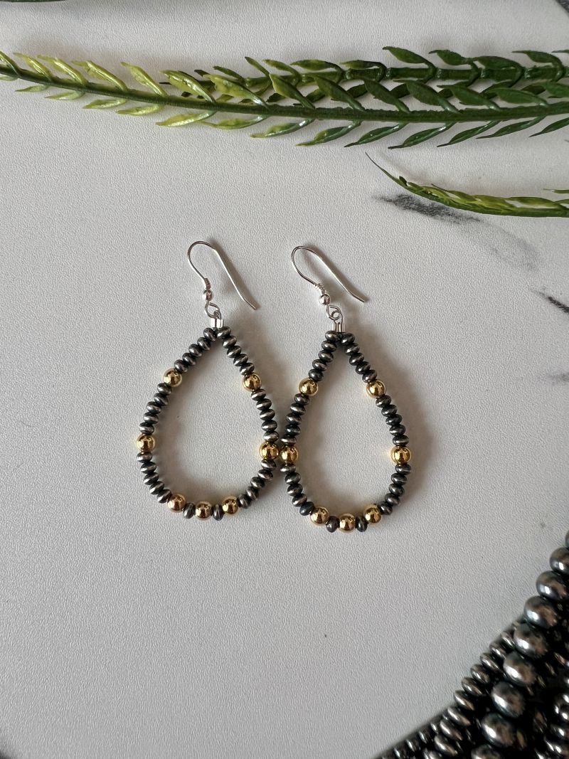 NEW!! Desert Pearl Silver and Gold 2 - tone Round and Saucer Dangle Earrings - Sunset Turquoise Mountain