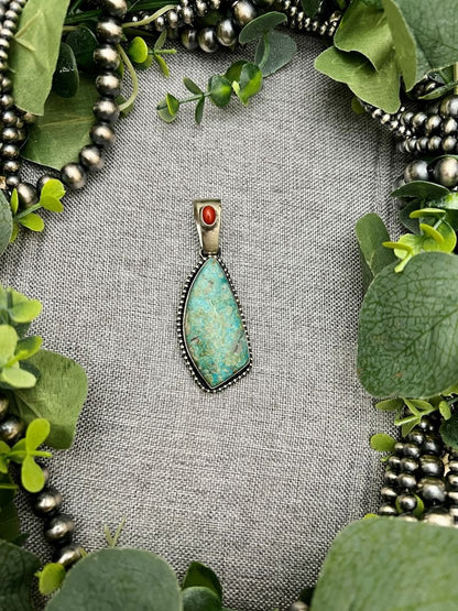 Paul Livingston Royston Turquoise and Coral Pendants - Sunset Turquoise Mountain