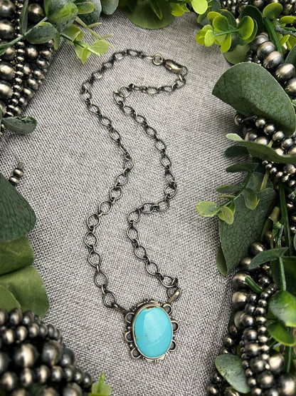 Randy Billy Turquoise Mine 8 Oval Bar Necklace - Sunset Turquoise Mountain