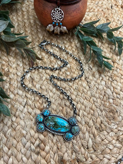 Rena Shelly Kingman Turquoise Cluster Bar Necklaces - Sunset Turquoise Mountain