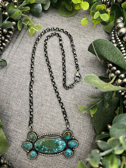 Rena Shelly Kingman Turquoise Cluster Bar Necklaces - Sunset Turquoise Mountain