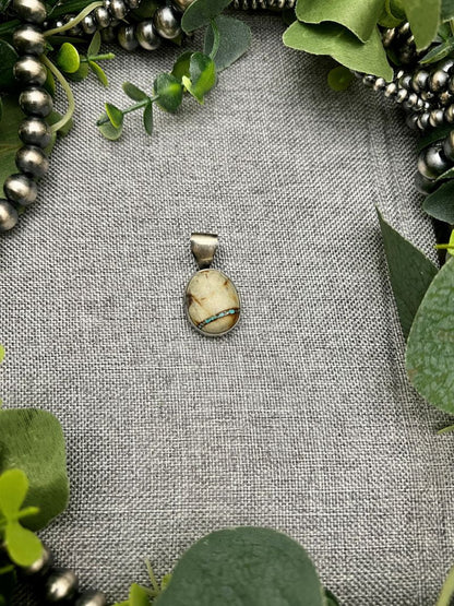 Royston Boulder Turquoise Stamped Bezel Pendants - Sunset Turquoise Mountain