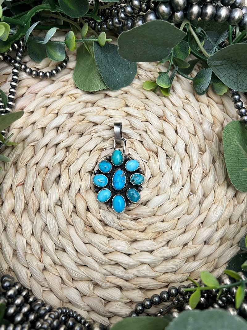 Sheila Becenti Sonoran Cluster Pendant - Sunset Turquoise Mountain