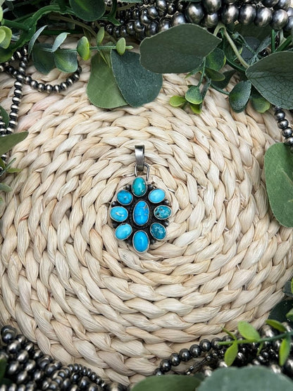 Sheila Becenti Sonoran Cluster Pendant - Sunset Turquoise Mountain
