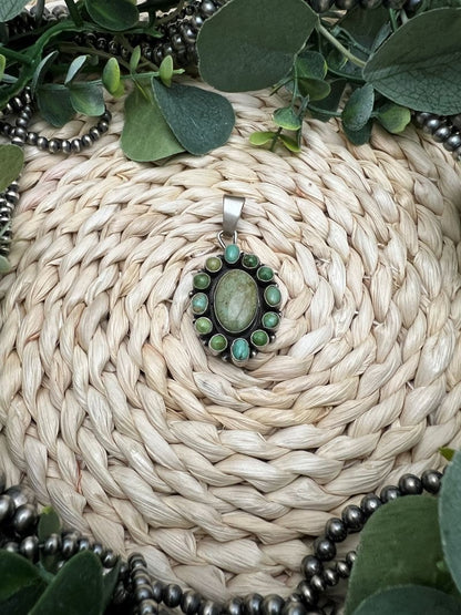 Sheila Becenti Sonoran Turquoise Cluster Pendant - Sunset Turquoise Mountain