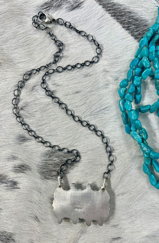 Sheila Becenti Turquoise 8 Stone Bar Necklace - Sunset Turquoise Mountain