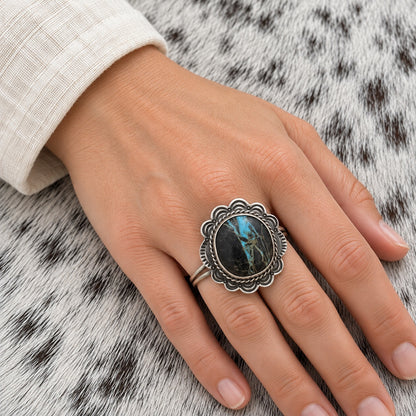 Sierra Nevada Turquoise Ring — lifestyle (approximate worn scale)