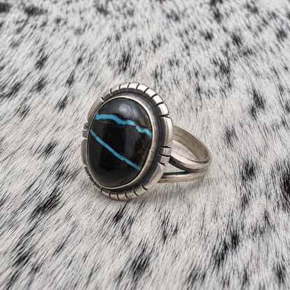 Sierra Nevada Turquoise Ring by Dave Skeets — angle