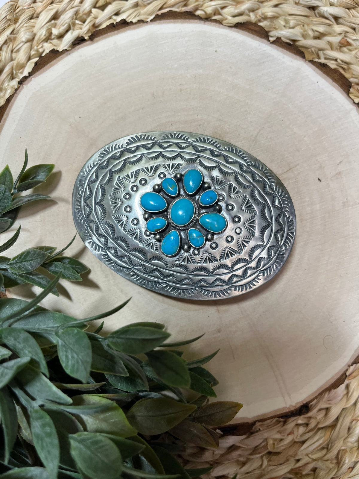 Sonoran Turquoise Cluster Buckle - Sunset Turquoise Mountain