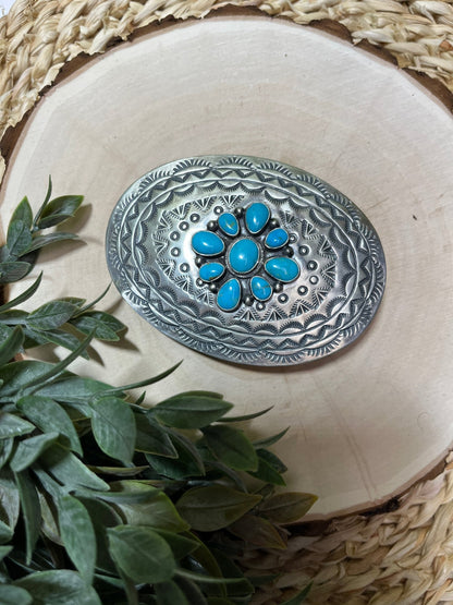 Sonoran Turquoise Cluster Buckle - Sunset Turquoise Mountain