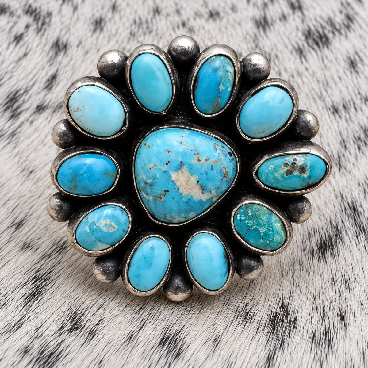 Sonoran Turquoise Cluster Ring — closeup