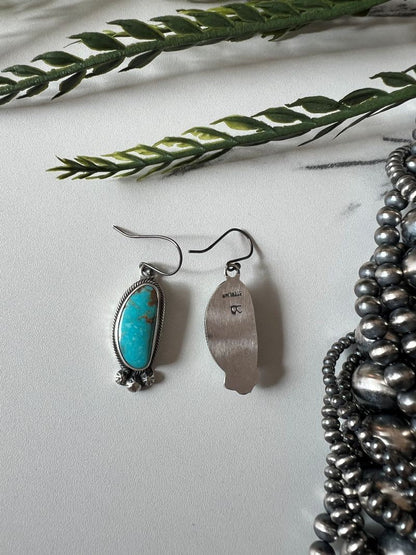 Sonoran Turquoise Dangle Wire Earrings - Sunset Turquoise Mountain