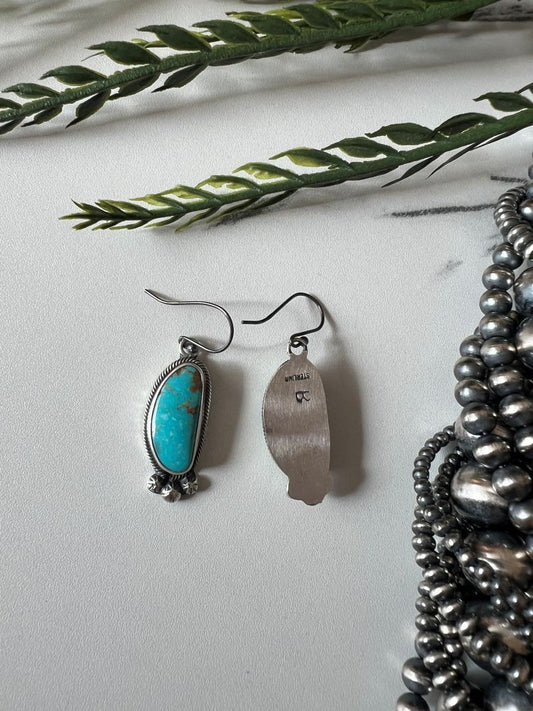 Sonoran Turquoise Dangle Wire Earrings - Sunset Turquoise Mountain