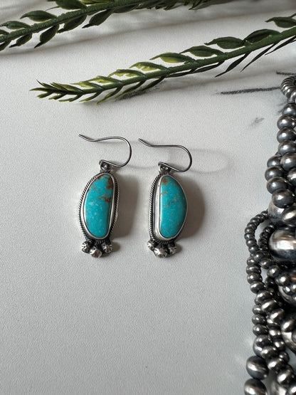 Sonoran Turquoise Dangle Wire Earrings - Sunset Turquoise Mountain