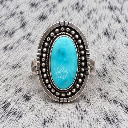 Sonoran Turquoise Oval Ring by Dan Benally — front