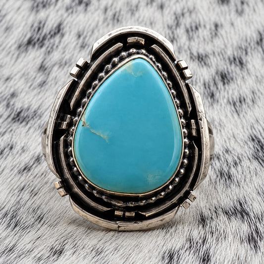 Sonoran Turquoise Tear Drop Ring — closeup