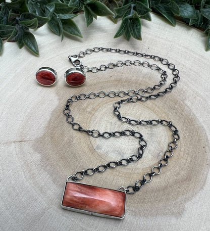 Susan Cooke Spiny Oyster Bar Necklace & Earring Set - Sunset Turquoise Mountain