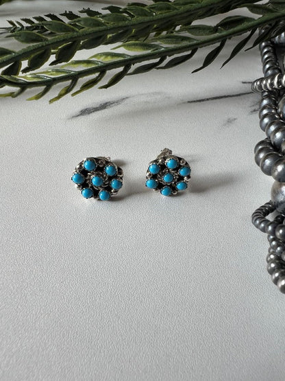 Turquoise 7 - stone Post Earrings - Sunset Turquoise Mountain