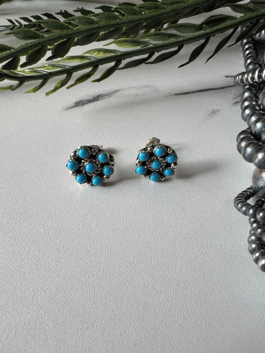 Turquoise 7 - stone Post Earrings - Sunset Turquoise Mountain