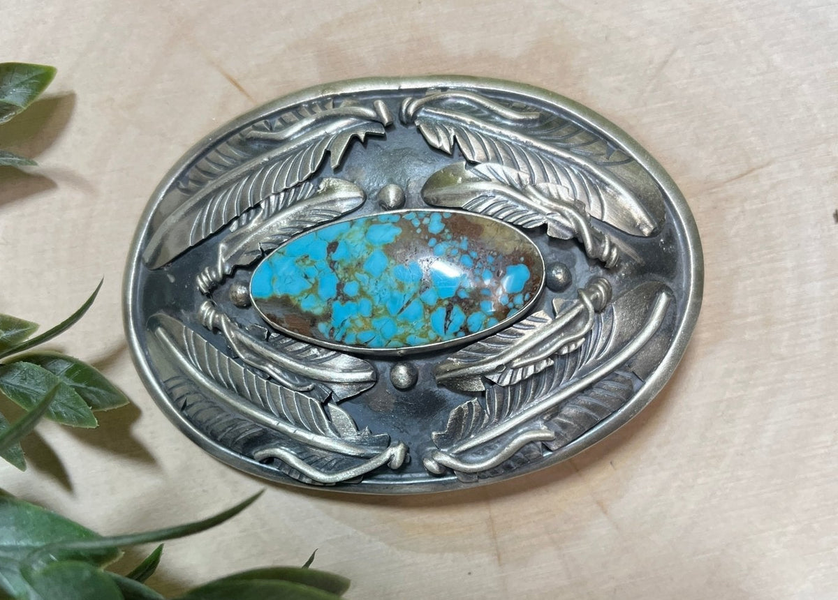Turquoise Mine 8 and Feather Buckle - Sunset Turquoise Mountain