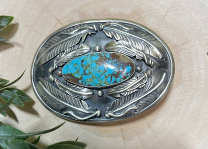 Turquoise Mine 8 and Feather Buckle - Sunset Turquoise Mountain