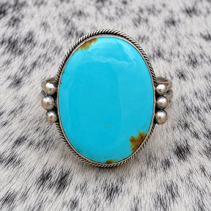 Turquoise Mine 8 Oval Ring — closeup