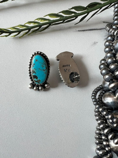 Turquoise Oval Post Earrings - Sunset Turquoise Mountain