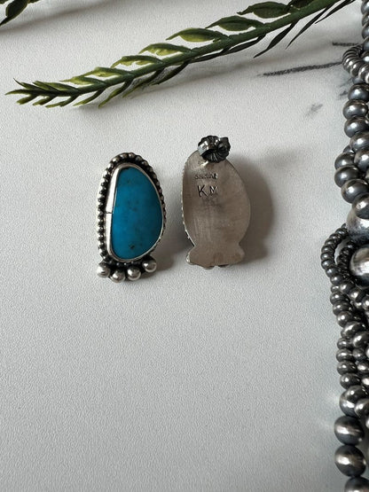 Turquoise Oval Post Earrings - Sunset Turquoise Mountain