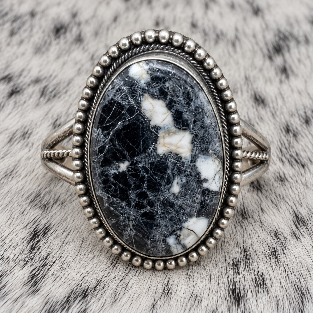 White Buffalo Adjustable Rings — ring 2, closeup