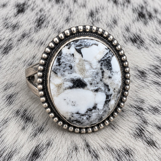 White Buffalo Adjustable Rings — ring 1, closeup