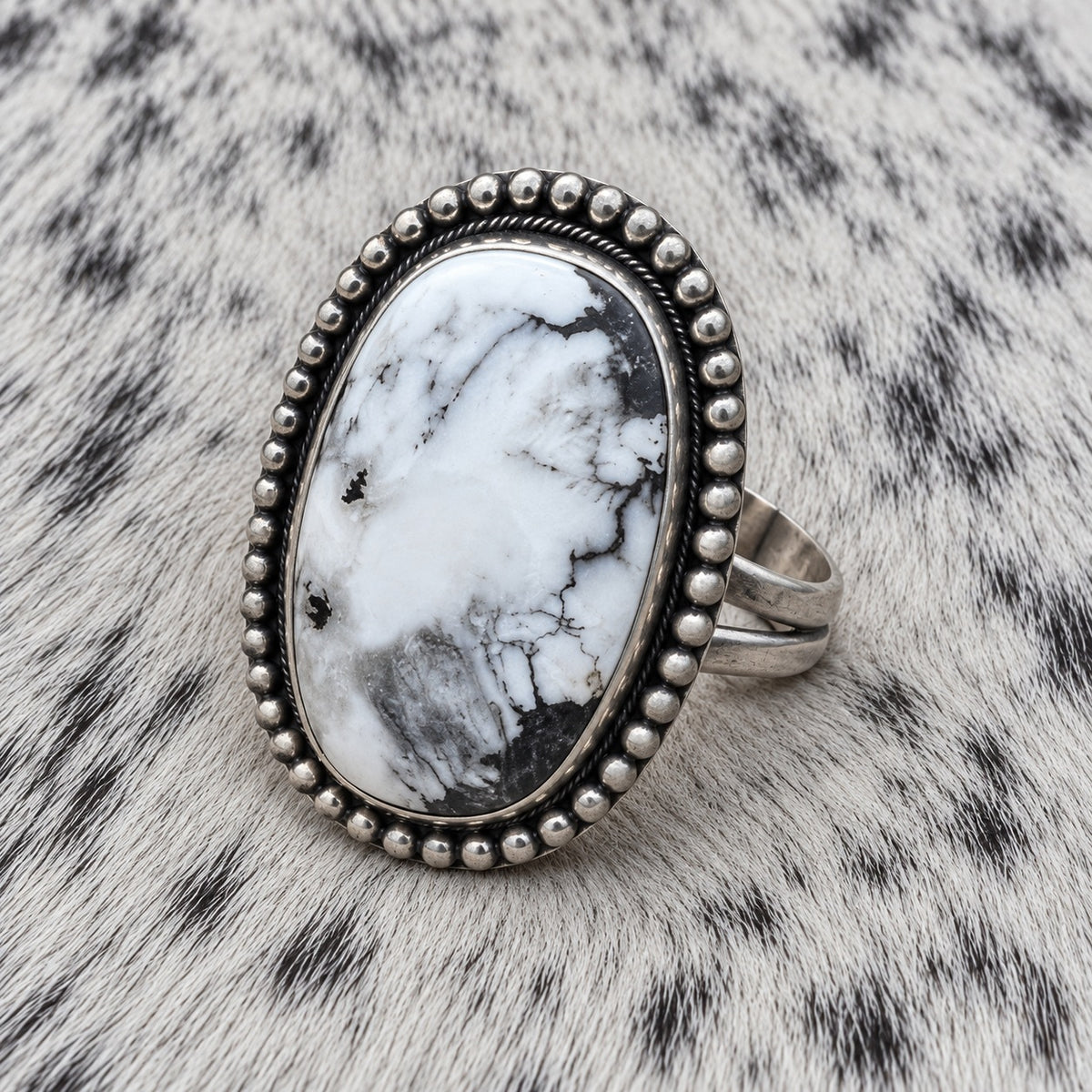 White Buffalo Adjustable Rings — ring 3, front