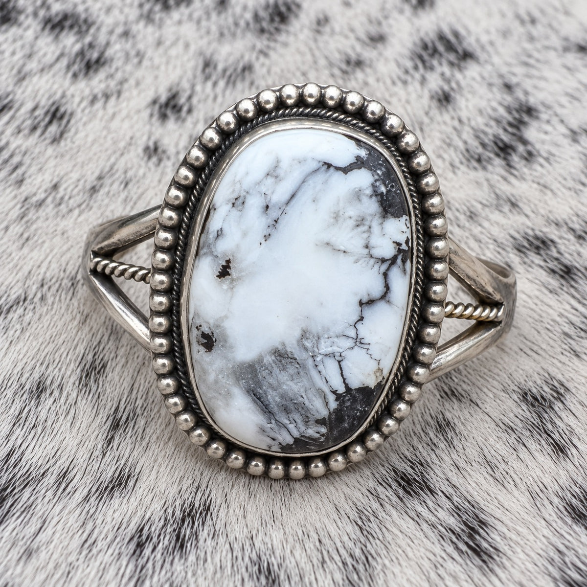 White Buffalo Adjustable Rings — ring 3, closeup