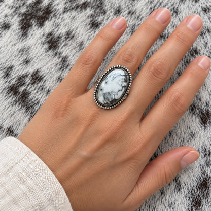 White Buffalo Adjustable Rings — ring 3, lifestyle, worn scale approximate