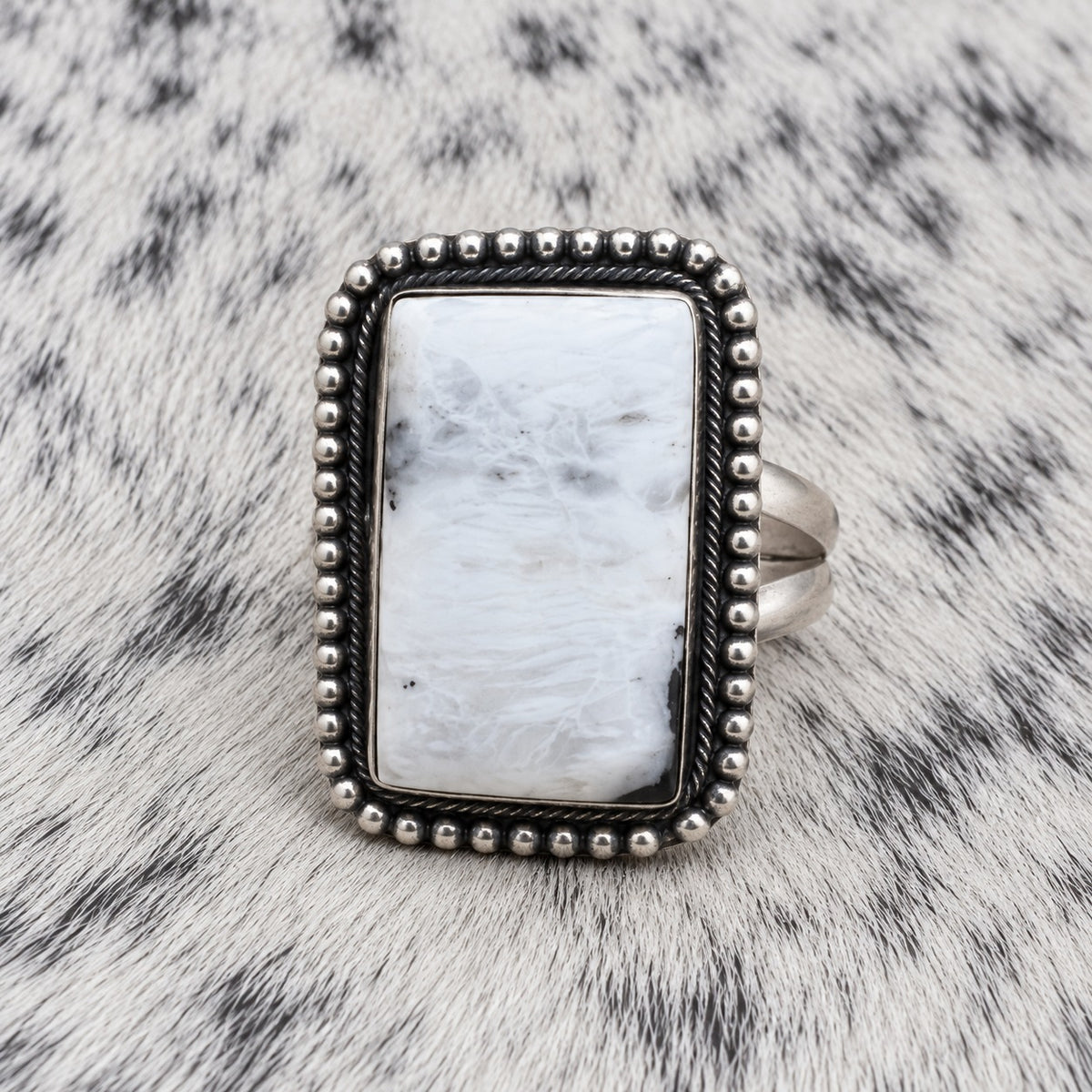 White Buffalo Adjustable Rings — ring 6, front