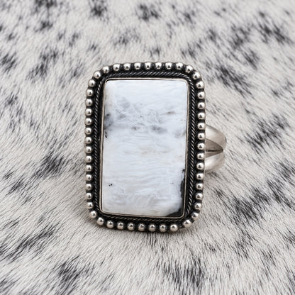 White Buffalo Adjustable Rings — ring 6, front
