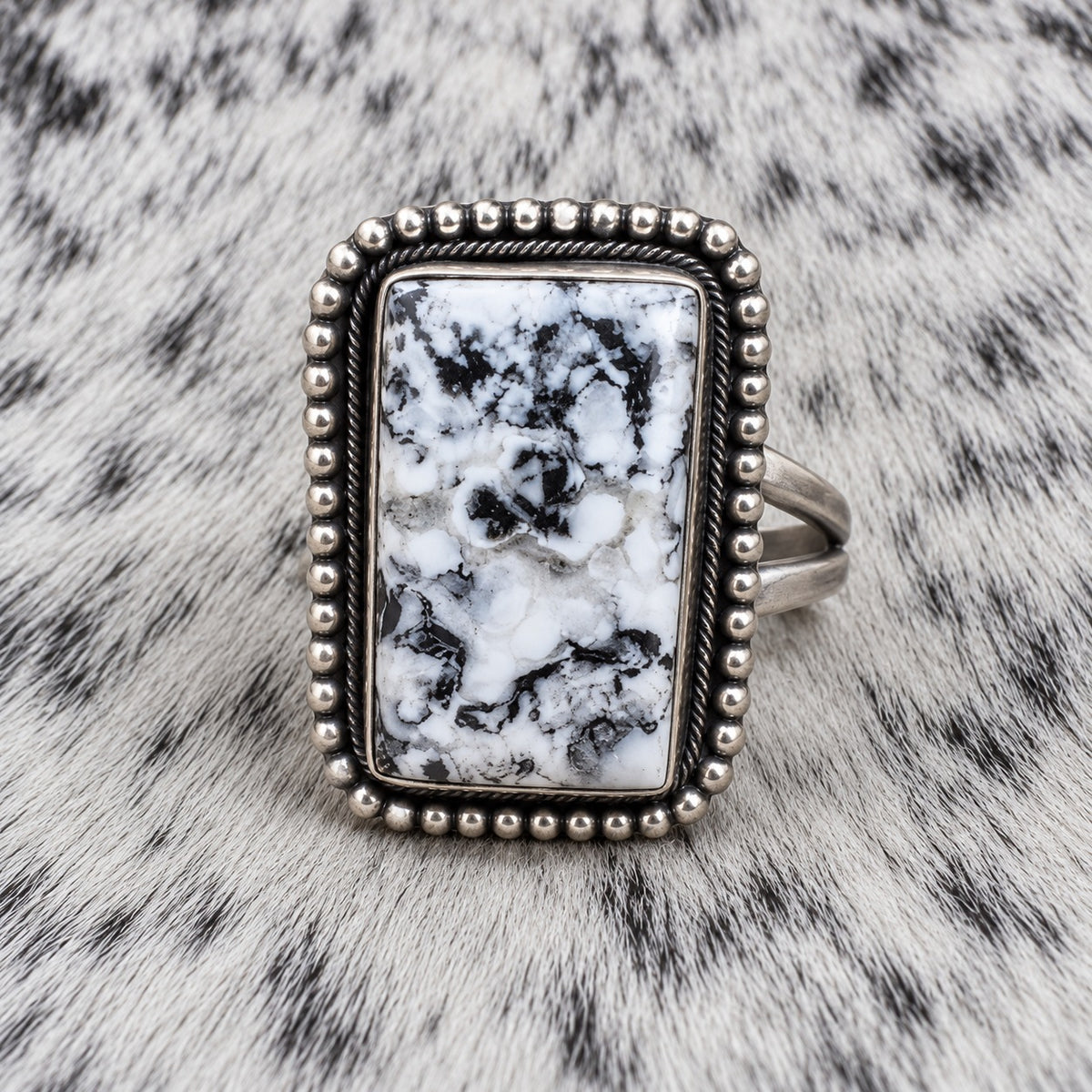 White Buffalo Adjustable Rings — ring 5, front