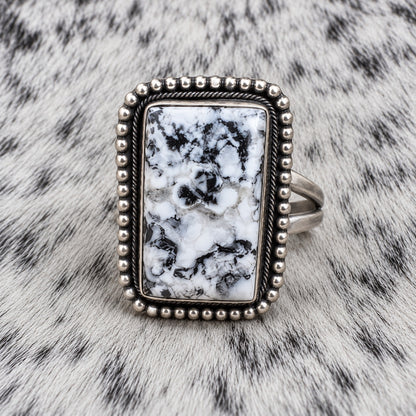 White Buffalo Adjustable Rings — ring 5, front