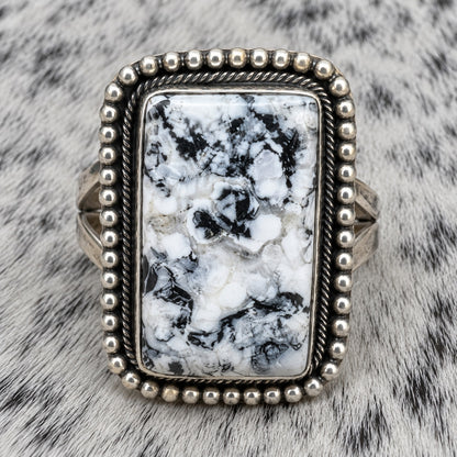 White Buffalo Adjustable Rings — ring 5, closeup
