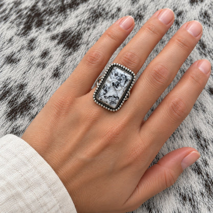White Buffalo Adjustable Rings — ring 5, lifestyle, worn scale approximate